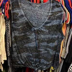 Lucky Brand Women's Blue Camo Top